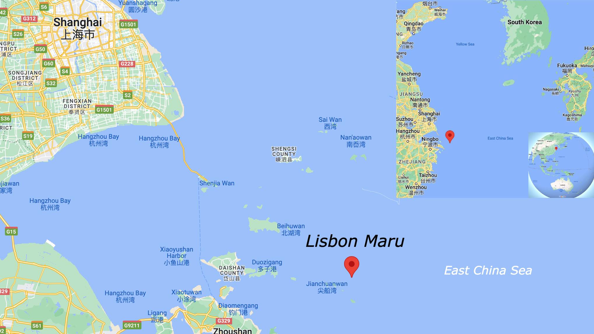 The Chinese fishermen set out in their hundreds from a nearby island in the Zhoushan archipelago in the East China Sea south of Shanghai. /Google Maps