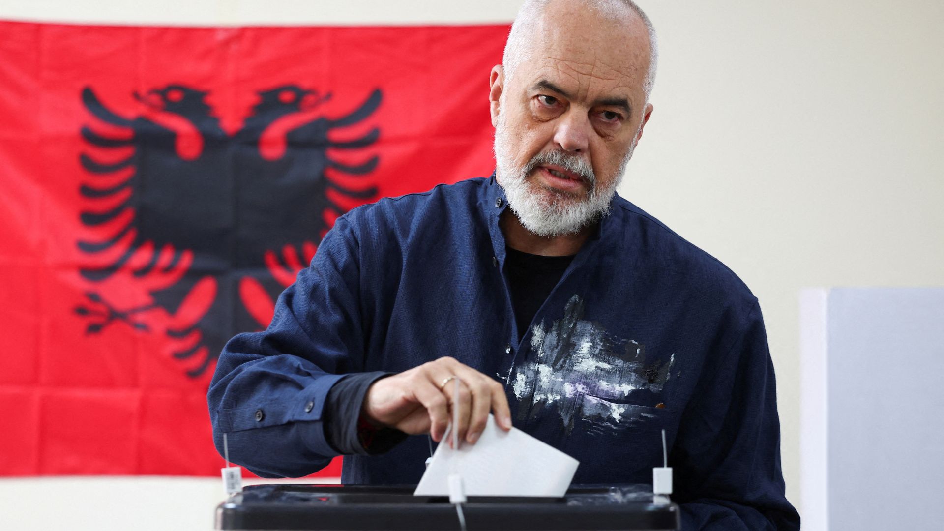 Albanian PM Edi Rama votes in Tirana. /Florion Goga/Reuters