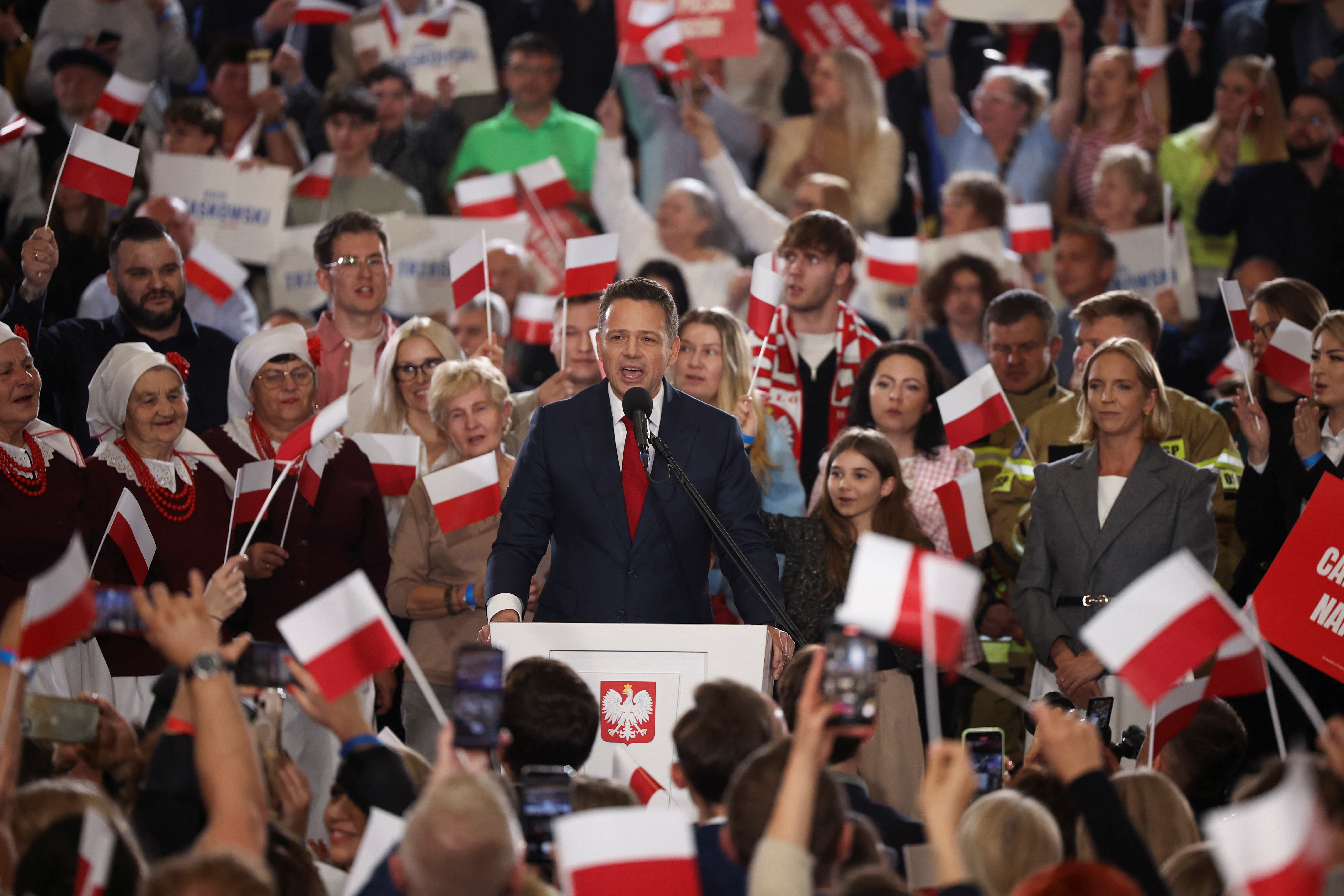 Warsaw Mayor Rafal Trzaskowski after the exit polls. /Kacper Pempel/Reuters

