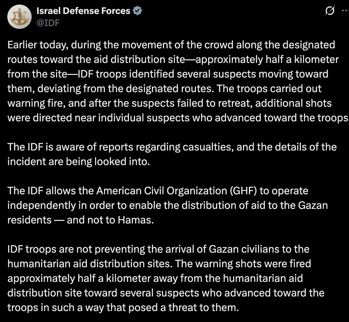 The IDF's statement on X. /X
